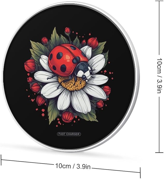Daisy Flower Ladybug Insect Wireless Charger Anti-Slip Wireless Charging Pad Slim Charger Mat for Men Women