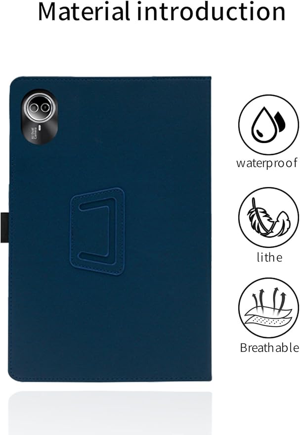 for Urao G140L 2025 14 Inch Android Tablet CaseBOVUGAC Folding Stand Protective Cover with Pencil Holder and Wrist StrapFull Protection Premium PUScratch Resistant(Dark Blue)