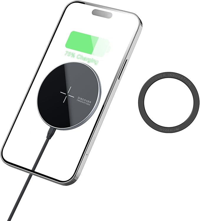 Nillkin Magnetic Wireless Charger iPhone Samsung Wireless Charging Station with Magnetic Wireless Charging Ring for MagSafe Charger Stand for Samsung Z Fold 5 iPhone 15/14/13/12/11 Series