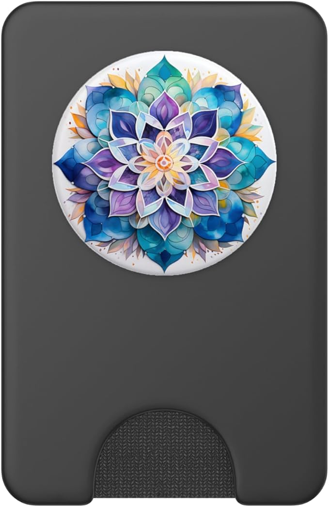 Colorful Mandala Purple Blue Watercolor Design PopSockets PopWallet for MagSafe