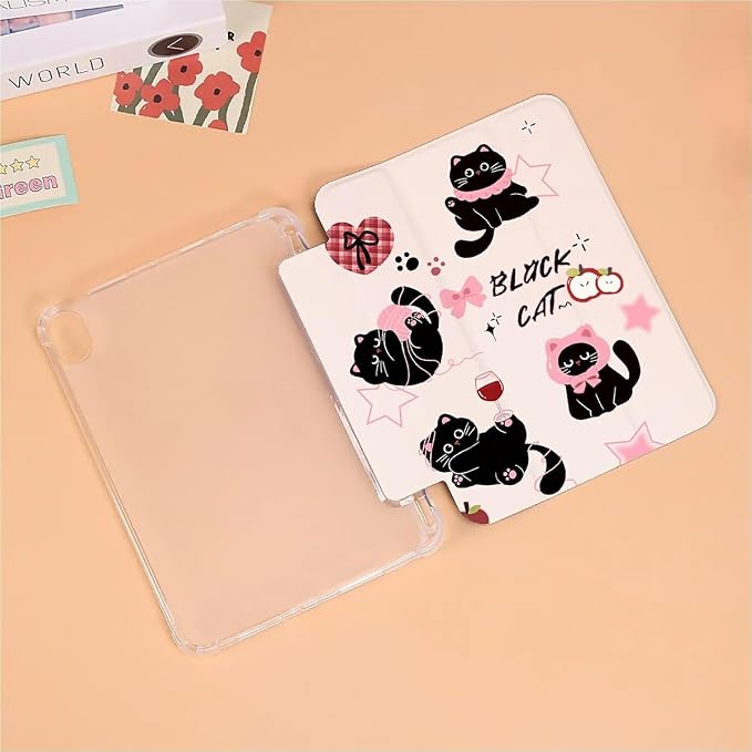 Cute black cats pink plaid bows