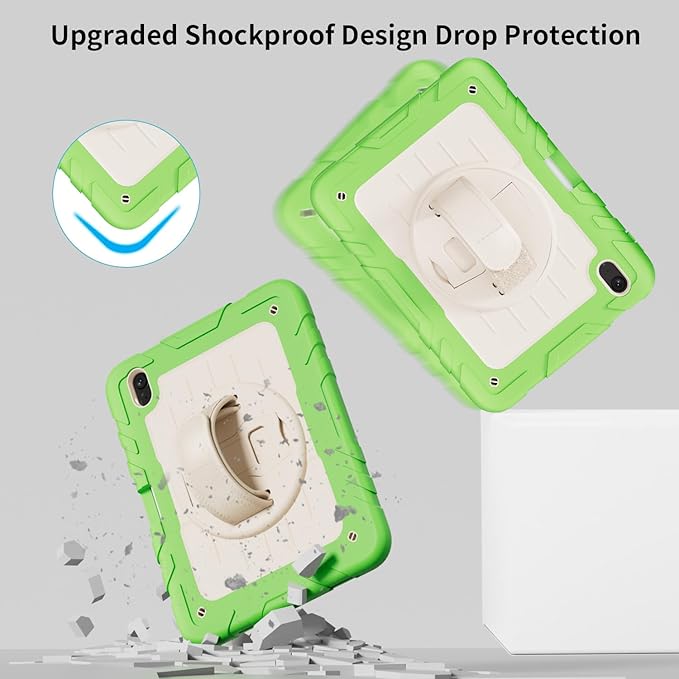 Case for iPad 10th Generation 10.9inch 2022with Built-in Screen Protector and KickstandHand StrapShoulder Strap for New Apple iPad 10.9 Inch (Green/Beige)