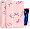 Tuiklol Case for iPad 10.2 Inch 2021 2020 2018 Release 9th / 8th / 7th Generation Built-in Pencil Holder TPU Protective Stand Back Cover Trifold Stand-Auto Wake/Sleep Bow-Pink