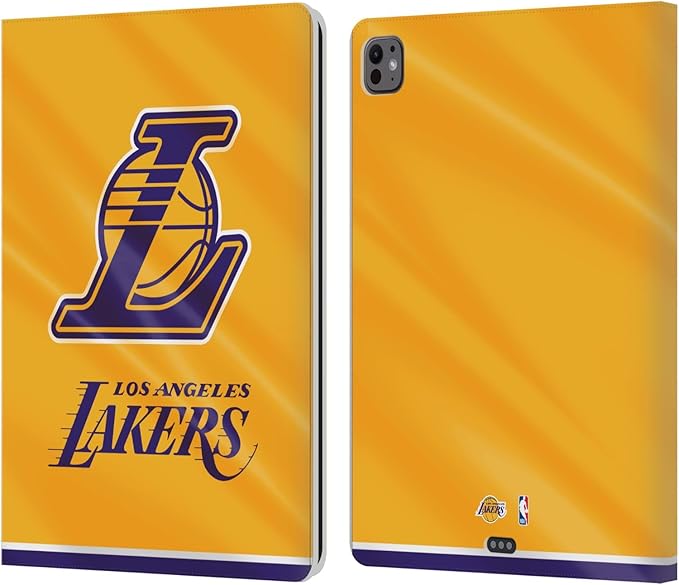 Head Case Designs Officially Licensed NBA Horizontal Banner Los Angeles Lakers Leather Wallet Case Compatible with Apple iPad Pro 13 M4/M5 2024/2025