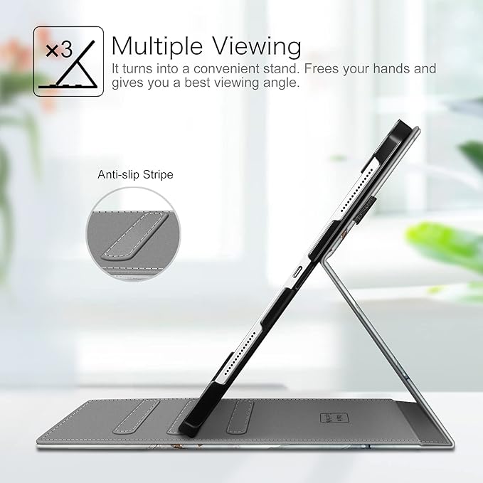 Fintie Folio Case for iPad Pro 12.9 6th Generation 2022 Multi-Angle Smart Stand Cover w/Pencil Holder &amp Pocket Also Fit iPad Pro 12.9 2021 5th &amp 2020 4th &amp 2018 3rd Gen Cloudy Marble