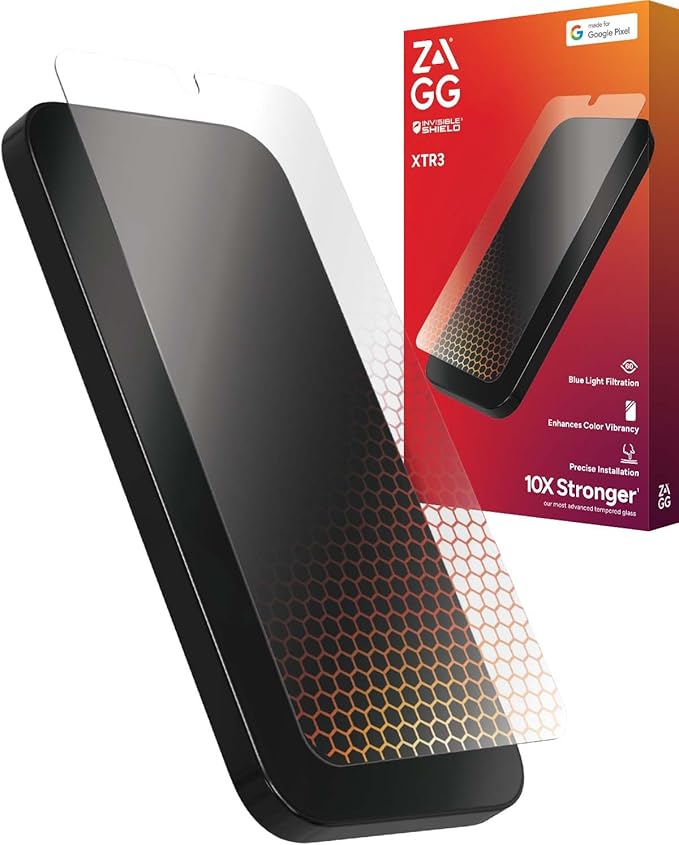 ZAGG Glass XTR3 Google Pixel 9 / Pixel 9 Pro Screen Protector - 10X Stronger with Recycled Glass Enhanced Eyesafe Blue Light Filter Anti-Reflective Easy Installation