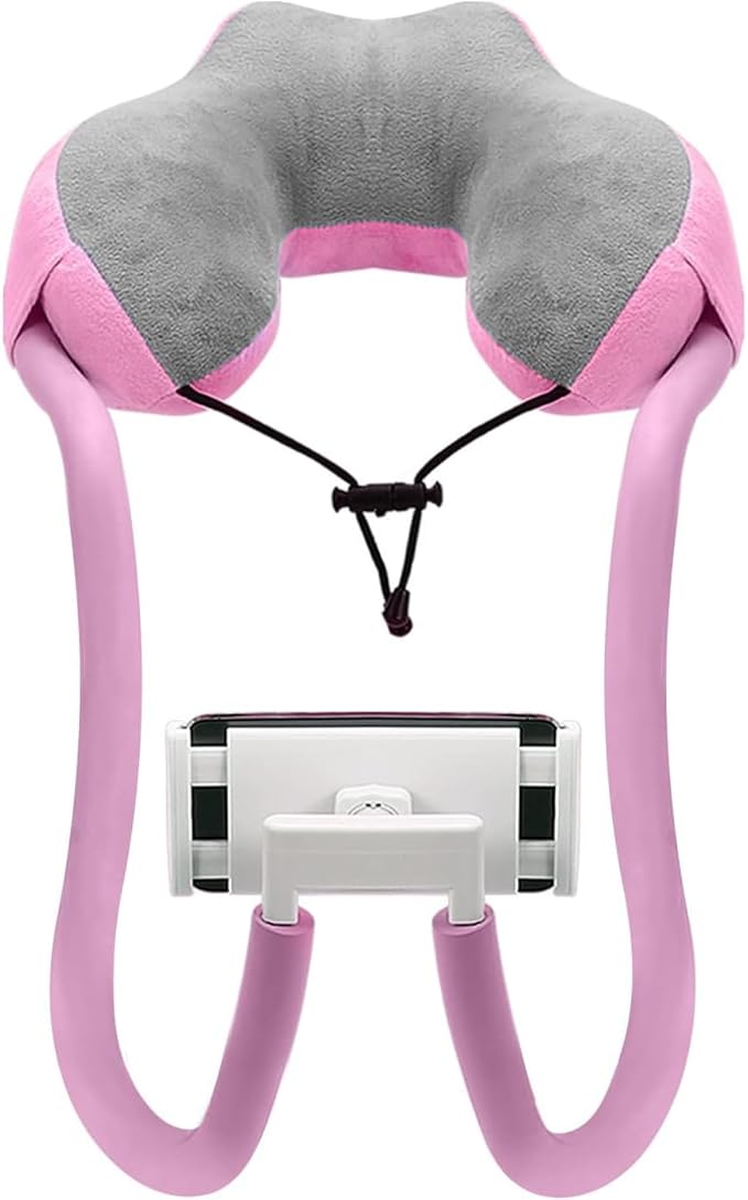 Neck Pillow Phone HolderLazy Gooseneck Cell Phone Stand with 360 ClipUniversal Mobile Phone Tablet Stand for iPhone 15 14/14 Pro Max/13 (Pink)