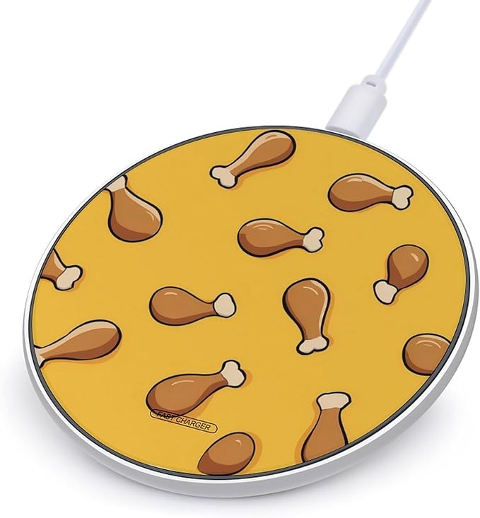 Cartoon Chicken Drumstick Fast Portable Charger 10W Funny Graphic Phone Charging Pad with USB Cable
