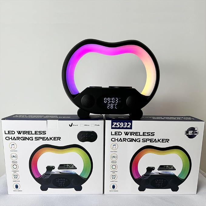 6in1 Wireless Charger Alarm Clock ZS932 Black