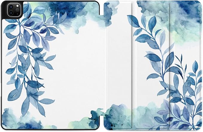DONGKE Case for 2022/2021/2020/2018 iPad Pro 11 inch Gen 4/3/2/1 - Slim Protective Case - Built in Pencil Holder Support Charging - Trifold Stand &amp Sleep/Wake Cover - Watercolor Blue Floral