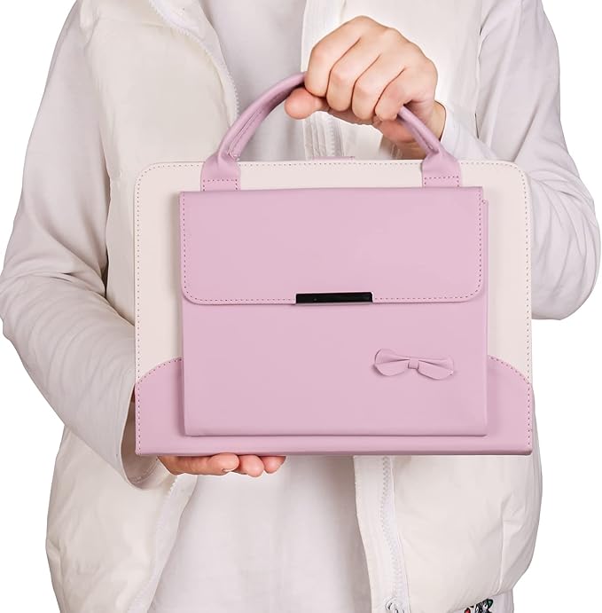 Cute Case for iPad mini 7 A17 Pro 2024/iPad Mini 6 2021 Slim Handbag Leather Protective Cover with Stand Hand Strap Pocket for Girls Woman Kids for iPad mini 7th/6th Generation 8.3Pink