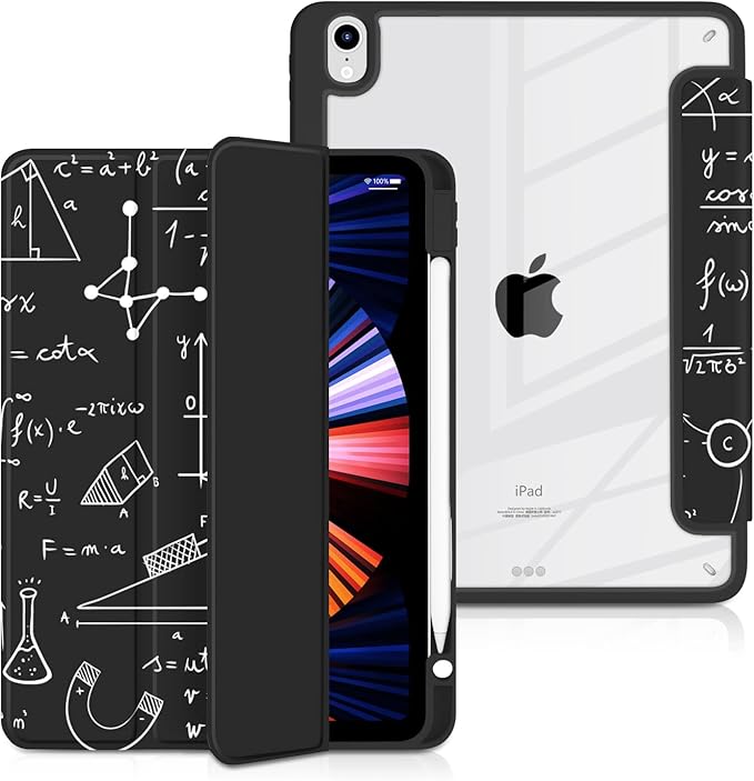 Batianda Hybrid Case for iPad Air 2022 (5th Generation M1 Chip) / iPad Air 4th 2020 10.9 inch [Built-in Pencil Holder] Shockproof Cover with Clear Back Shell TPU BumperScientific Formula