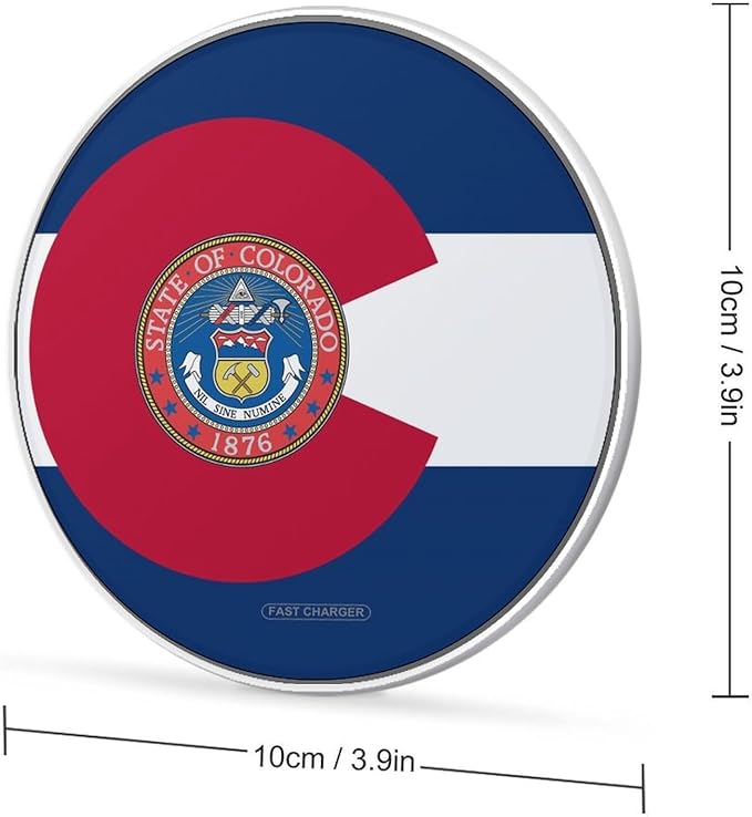 Colorado Flag Seal U.S.A. Phone Charger Magnetic Charging Pad Anti-Slip with USB Cable
