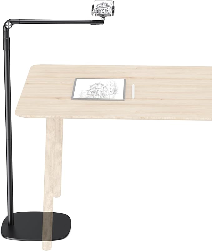 elitehood Floor Phone Stand Overhead Video Recording 360 Degrees Swivel Tilt Adjustable iPhone Stand for Bed Chair Desk Floor Phone Holder Compatible with iPhone 15 14 13 12 Android Phone