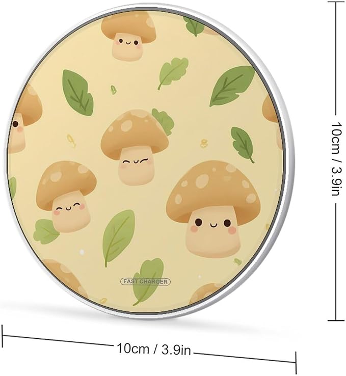 Mushroom Leaves Fast Portable Charger 10W Funny Graphic Phone Charging Pad with USB Cable