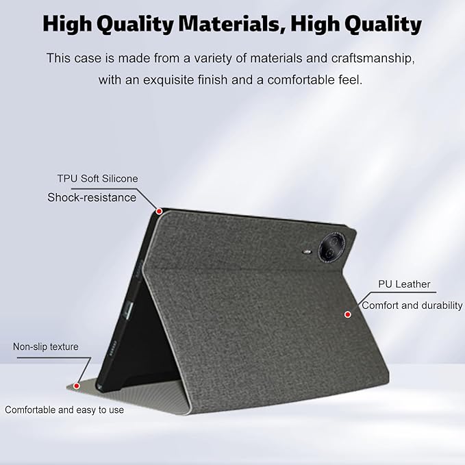 Case Cover for Teclast T60Pro Tablet 12 inch KONXISA Tablet Case with Premium PU + TPU Material Folding Stand Fuction Anti-Scratch Shockproof Full Protection Sleeve Covers Grey