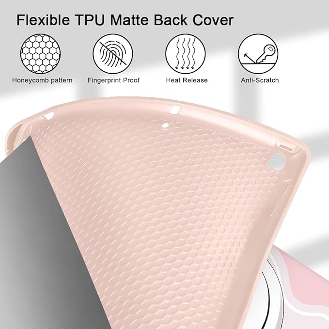 Tuiklol Case for iPad 10.2 Inch 2021 2020 2018 Release 9th / 8th / 7th Generation Built-in Pencil Holder TPU Protective Stand Back Cover Trifold Stand-Auto Wake/Sleep Lovely Elephant-Pink