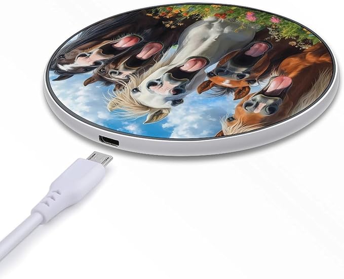 Funny Horse Wireless Charger Anti-Slip Wireless Charging Pad Slim Charger Mat for Men Women