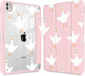 May Chen Case for iPad Pro 11-Inch M5/M4 2025/2024 (6th/5th Generation) [Penceil Holder] Trifold Stand Auto Wake/Sleep Clear TPU Protection Back Cover Goose Flower