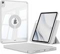 KENKE Magnetic Case for iPad A16 11th/10th Generation (11/10.9 Inch 2025/2022) with Pencil Holder Magnetic Detachable Hybrid Stand Clear Hard PC Back Shell Portrait/Landscape Angle Gray