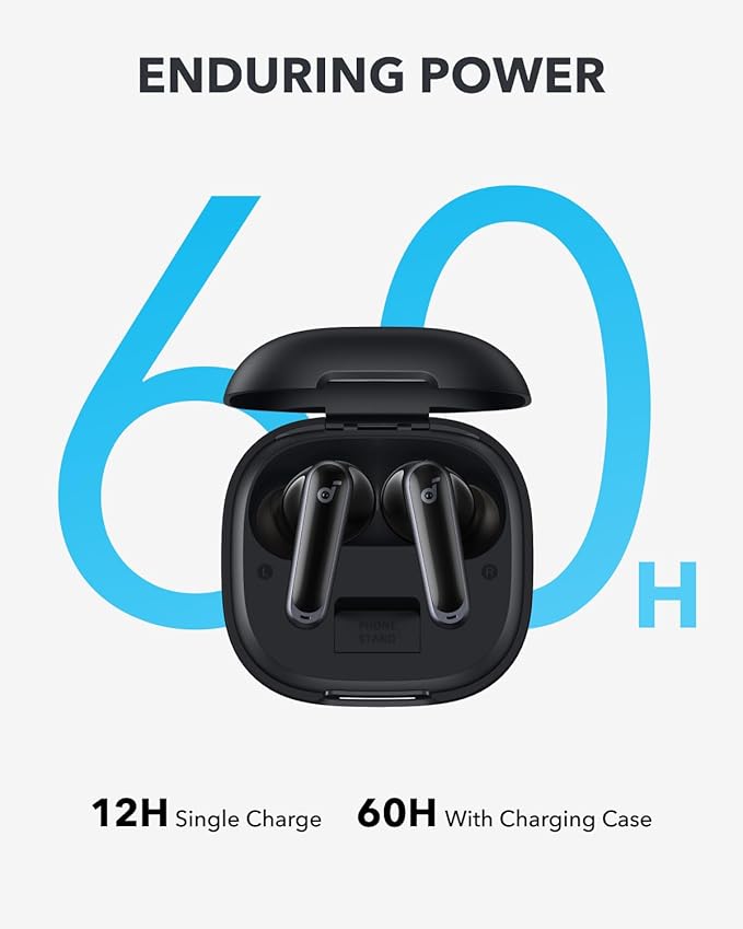 Soundcore P40i by Anker Noise Cancelling Wireless Earbuds Adaptive Noise Cancelling to Environments Heavy Bass 60H Playtime 2-in-1 Case and Phone Stand IPX5 Wireless Charging Bluetooth 5.3