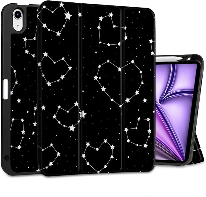 MEEgoodo for M4/M3/M2 iPad Air 11 inch Case 2026 2025 2024Case for iPad Air 5th Generation/iPad Air 4th Gen 10.9 inch 2022 2020 Tablet Cover with Soft TPU Back Shell Constellations &amp Hearts