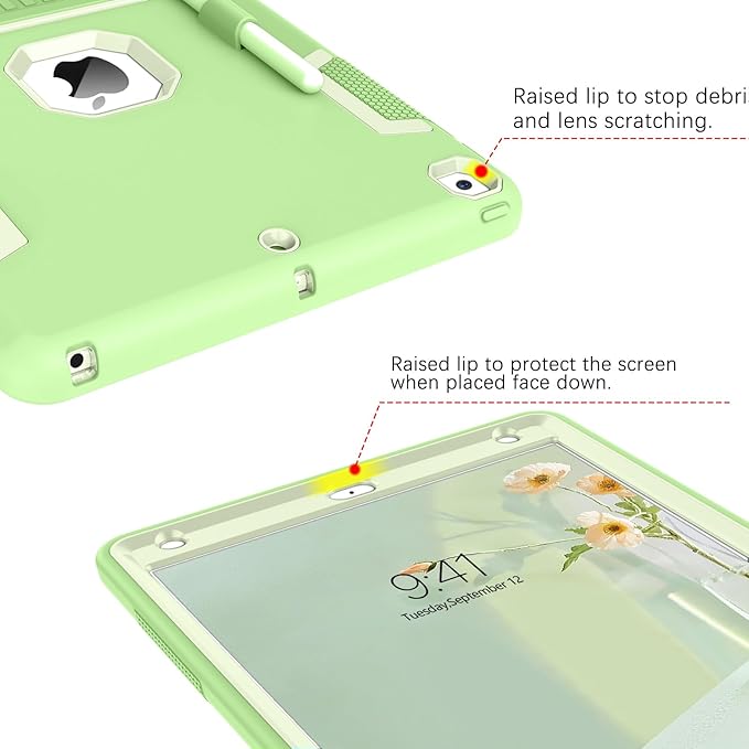 BENTOBEN Case for iPad 9th/8th/7th Generation 3 in 1 Heavy Duty Rugged Shockproof Protective Cover with Stand Pen Holder Matcha