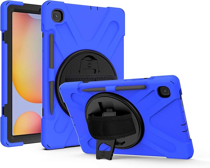 KIQ Shield Series Galaxy S6 Lite Case Heavy Duty Tablet Shockproof Rugged Tab S6 Lite Cover W/Stand Shoulder Strap for Samsung Galaxy Tab S6 Lite 10.4 Inch 2022/2020 P610/P613/P615/P619 - Dark Blue