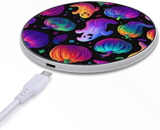 Ghosts Pumpkins Glowing Halloween Phone Charger Magnetic Charging Pad Anti-Slip with USB Cable