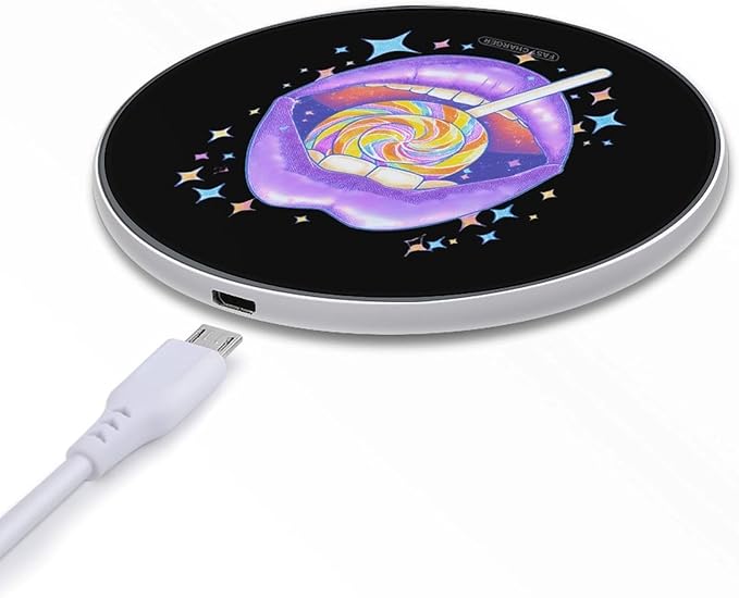 Lollipop Lips Pop Fast Portable Charger 10W Funny Graphic Phone Charging Pad with USB Cable