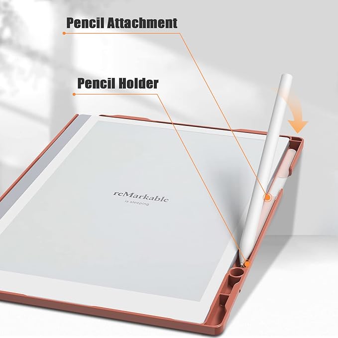 E NET-CASE Case for Remarkable 2 Tablet 10.3 inch (2020 Released) - New Upgraded Design 360 Degree Rotating Stand Cover for Remarkable 2 Digital Paper with Pencil Holder (Brown)