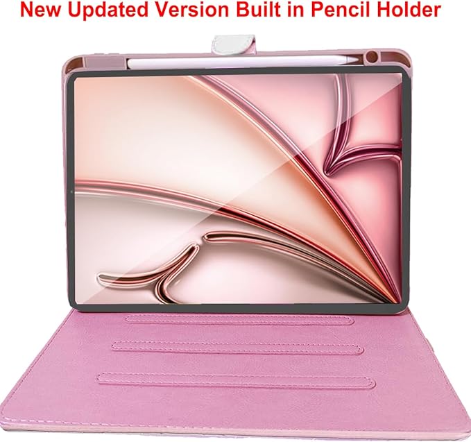 for iPad Air 11 Inch Case M4 (2026)/M3 (2025)/M2 (2024) iPad Air 5th/4th Gen 10.9 (2022/2020) with Pencil HolderGirly Cute Crown Diamond Elegant Auto Sleep/Wake Stand Protective CaseWhite
