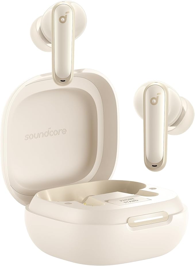 Soundcore P40i by Anker Noise Cancelling Wireless Earbuds Adaptive Noise Cancelling to Environments Heavy Bass 60H Playtime 2-in-1 Case and Phone Stand IPX5 Wireless Charging Bluetooth 5.3