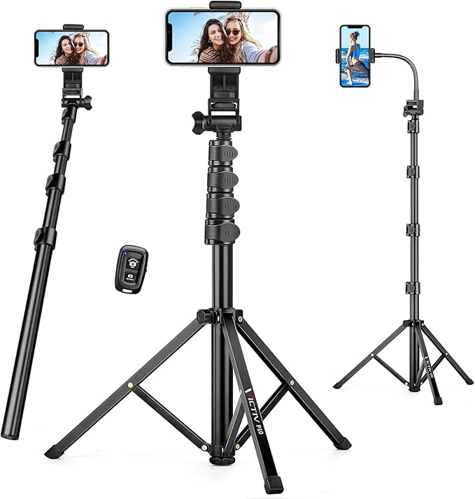 74 Flexible Phone Tripod Tall Cell Phone Tripod with Adjustable Gooseneck &amp Remote Portable Camera Cellphone Stand for Video Recording Compatible with iPhone Android