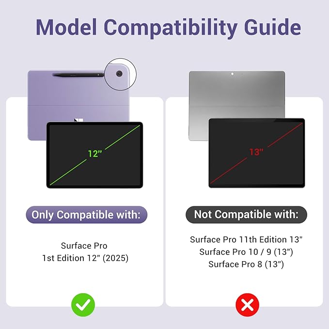 CoBak Rugged Case for Microsoft Surface Pro 12 2025 Shockproof Protective Cover with Hand Strap Multi-Angle Kickstand Built-in Stylus Holder Compatible with Type Cover Keyboard Clear Violet