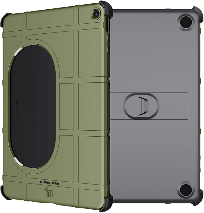 Case and Travel Cover for Google Pixel Tablet (2023) Nakedcellphone Special Ops Rugged Shield and Hard Shell View Stand Companion - Olive Green