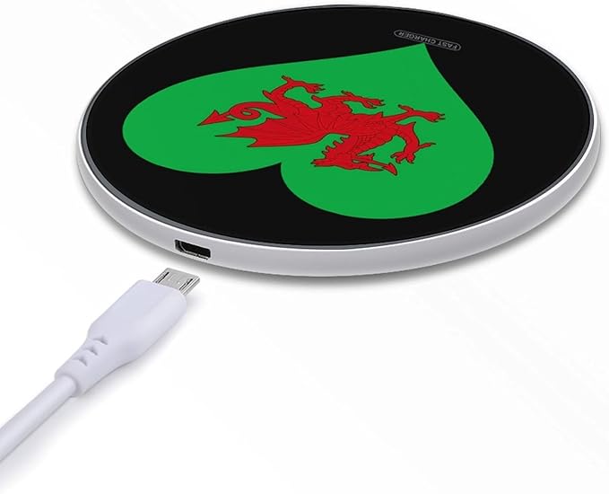 Welsh Dragon Heart Fast Portable Charger 10W Funny Graphic Phone Charging Pad with USB Cable