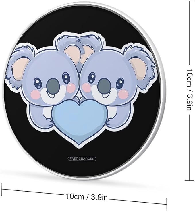 Cute Koalas with Love Heart Phone Charger Magnetic Charging Pad Anti-Slip with USB Cable