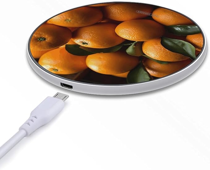 Pile of Oranges Wireless Charger Fast Wireless Charging Pad with USB Cable 10W Anti-Slip Magnetic Wireless Charger Portable Slim Charger Puck Travel Charging Station