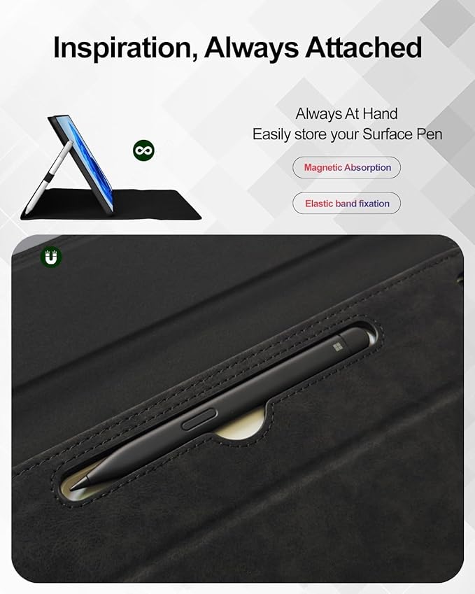 Professional Multi-Angle Tablet Case for Microsoft Surface Pro 12 2025 | PU Leather &amp Hard Shell Protective (Graphite 12 Pro)