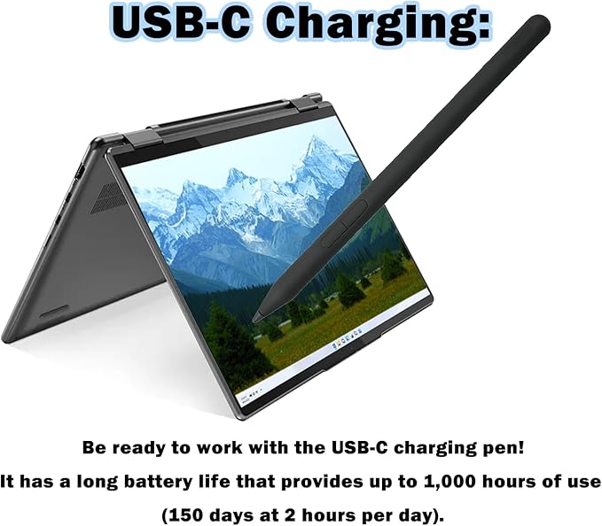 Stylus Yoga Pen for Lenovo Yoga Pen (4X81Q95846)Yoga Stylus (WE05/ US501/US502) for Lenovo Yoga 6/7i/9i/Book 9i ThinkPad P/X1 Series ThinkBook Chrome3/5 SeriesIdeaPad Flex Series(Black)
