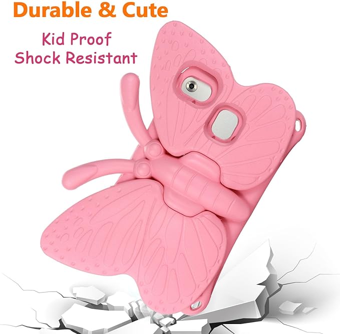 Universal Kids Case for Sunshine T1 Tablet/Sunshine T1 Elite Tablet Case Shockproof Light Weight Protective Stand Cover for Cloud Mobile Sunshine T1 Tablet 8 inch Cute Butterfly - Pink