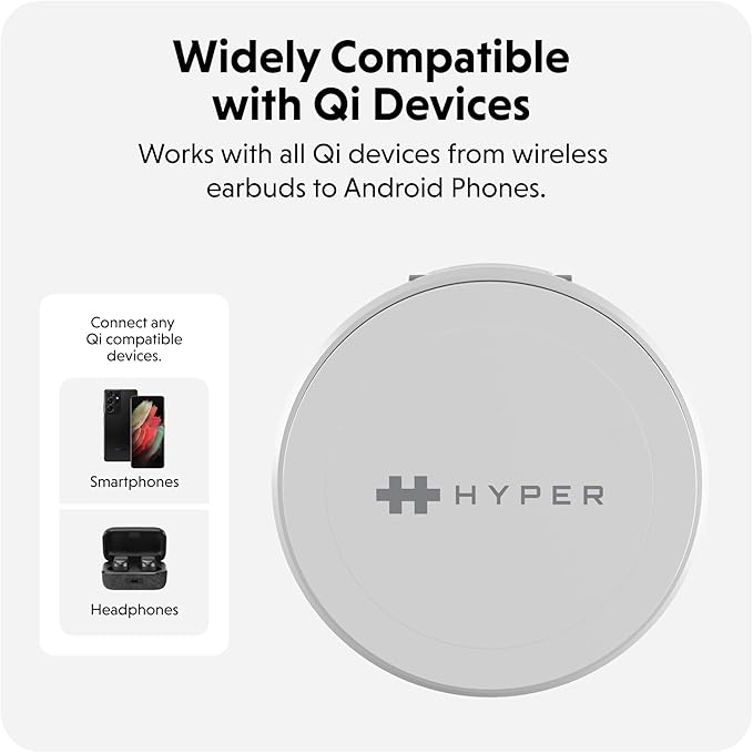 HyperJuice 2-in-1 Wireless Charger Qi2 Magnetic Stand — Fast Wireless Charger for iPhone Apple Watch &amp Qi Compatible Devices — Compact Adjustable 2 in 1 Charging Station Apple w/Built-in Kicksta