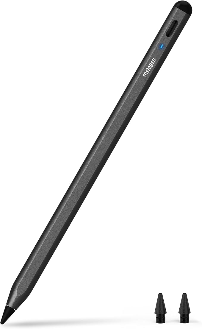 Metapen Pencil A8 for Apple iPad 2018-2026 (2X Faster Charge) Tilt Sensitivity Pixel Precision Stylus Pen for iPad 11/10/9/8/7/6th Gen Pro 12.9/11/13-inch M4 Air 3/4/5/M2/M3 Mini 5/6th Black