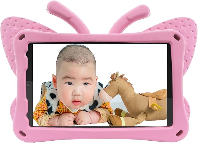 Kids Case for Walmart Onn 8 Inch Tablet 2024 Model 100135923 Cute Butterfly Kid Proof EVA Foam Protective Stand Cover for Onn 8.0 Tablet Gen 4 - Pink