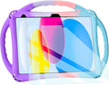 TopEsct Kids Case for iPad (A16) 11th Gen 11 2025 iPad 10th Gen 10.9 2022 with Tempered Glass Screen Protector Silicone Shockproof Case Comes with Strap (Purple&ampTurquoise)