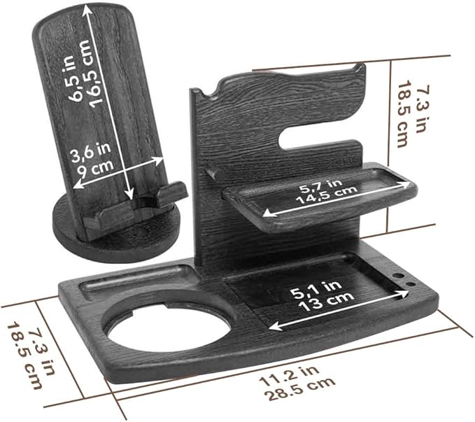 Gifts for Men Fathers Day Wood Phone Docking Station for Dad Desk or Nightstand Organizer Mens Gifts for Husband Birthday Gifts for MenGifts for Fathers Day Key Holder Wallet Watch &amp Essent