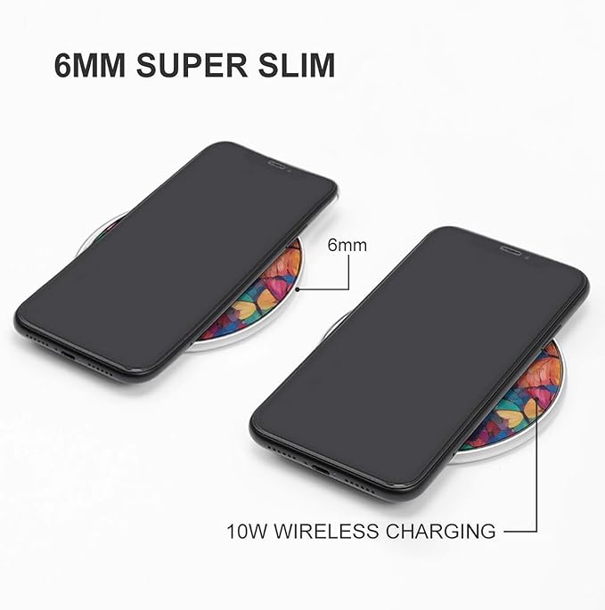 Multicolored Butterflies Phone Charger Magnetic Charging Pad Anti-Slip with USB Cable