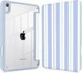 Mektron Printed Case for iPad mini 7 (A17 Pro) 2024/ Mini 6 2021 iPad mini 7th/6th Generation 8.3-inch Liquid Retina Display Cover Buit in Pencil Holder with Clear Back Shell Blue Striped