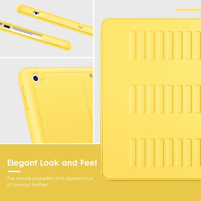 VIKESI Case for iPad 9th / 8th / 7th Generation 10.2 inch (2021/2020/2019 Released)Multiple Angles Magnetic Stand CoverShockproof BackPencil Holderand Auto Sleep/WakeYellow